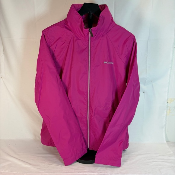Columbia Jackets & Blazers - Columbia Pink Lightweight Jacket Stowaway Hood Zip Front Women’s XL